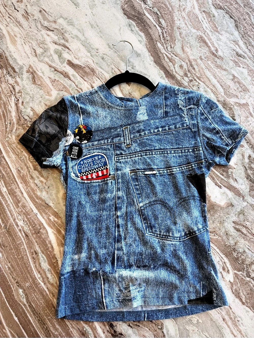 Christian Dior Miss Diorella 2001 Denim-Print T-Shirt Denim-Print women’s US4/S,
